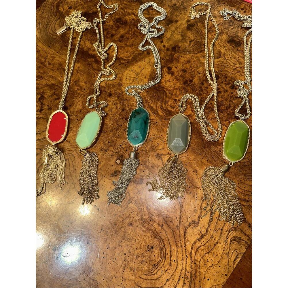 Y2K Vintage Necklace Lot of 5 Tassel Lariat Gold Tone Chain Silver